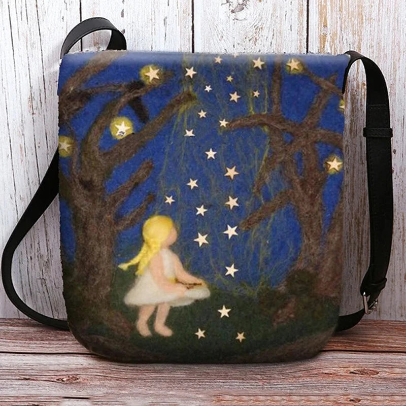 Vintage Casual Women's Shoulder Bag Large Capacity Painted Ladies Handbag