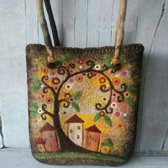 Vintage Casual Women's Shoulder Bag Large Capacity Painted Ladies Handbag