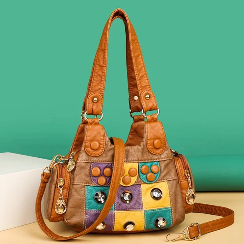 Rivet Soft PU Leather Women Handbag Women Bags Female Shoulder Tote bag