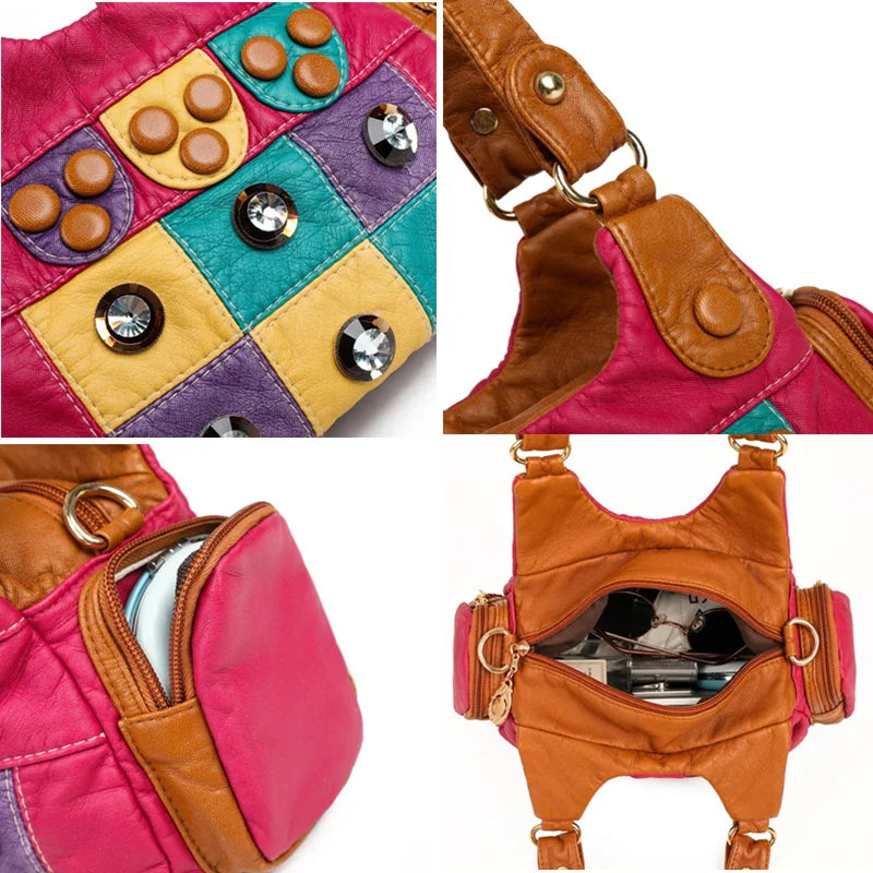 Rivet Soft PU Leather Women Handbag Women Bags Female Shoulder Tote bag