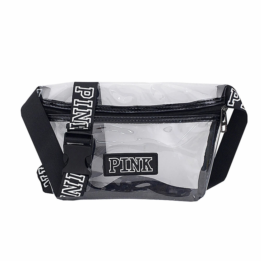 Transparent Pink Fanny Pack Girl Heuptas Waist Bag Waterproof
