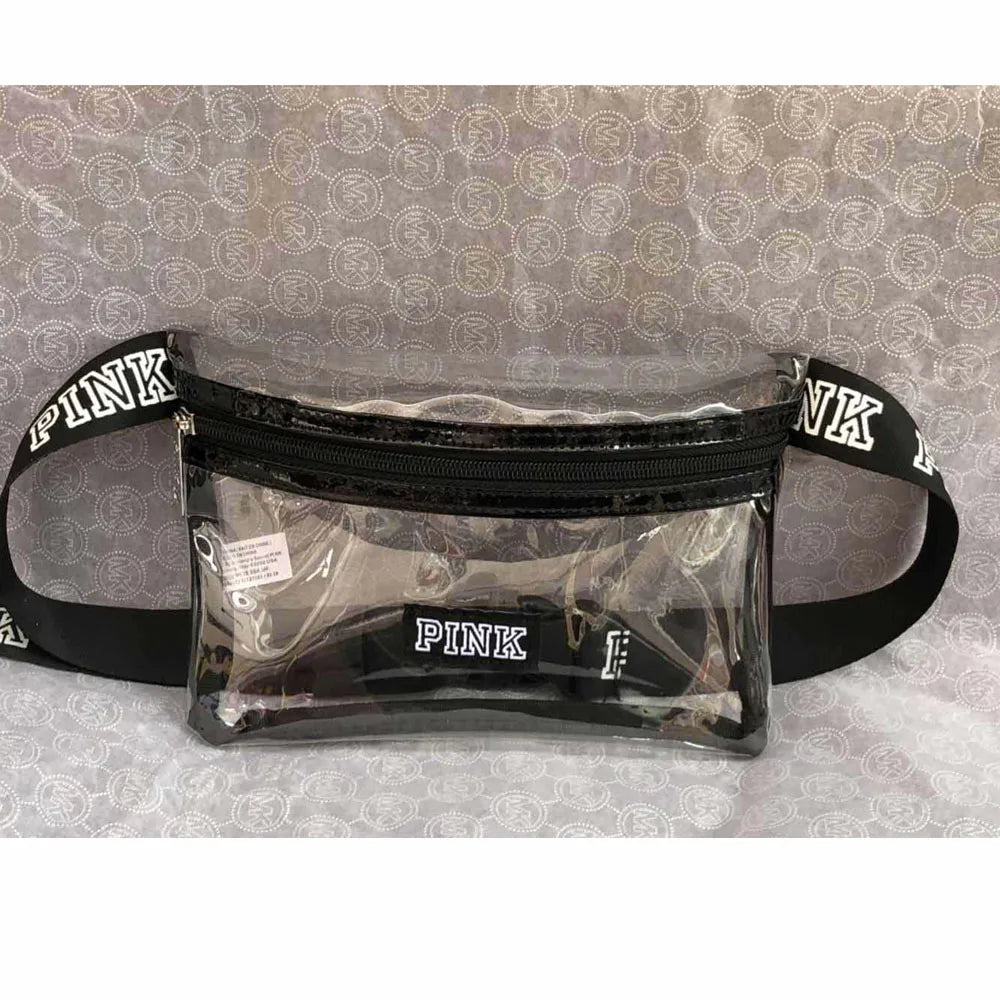 Transparent Pink Fanny Pack Girl Heuptas Waist Bag Waterproof