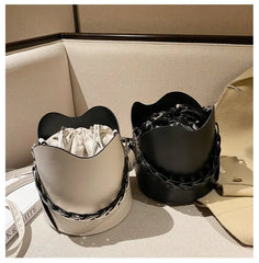 Shoulder Handbag Bucket Ruffle Cross Chain Messenger Inner Bag