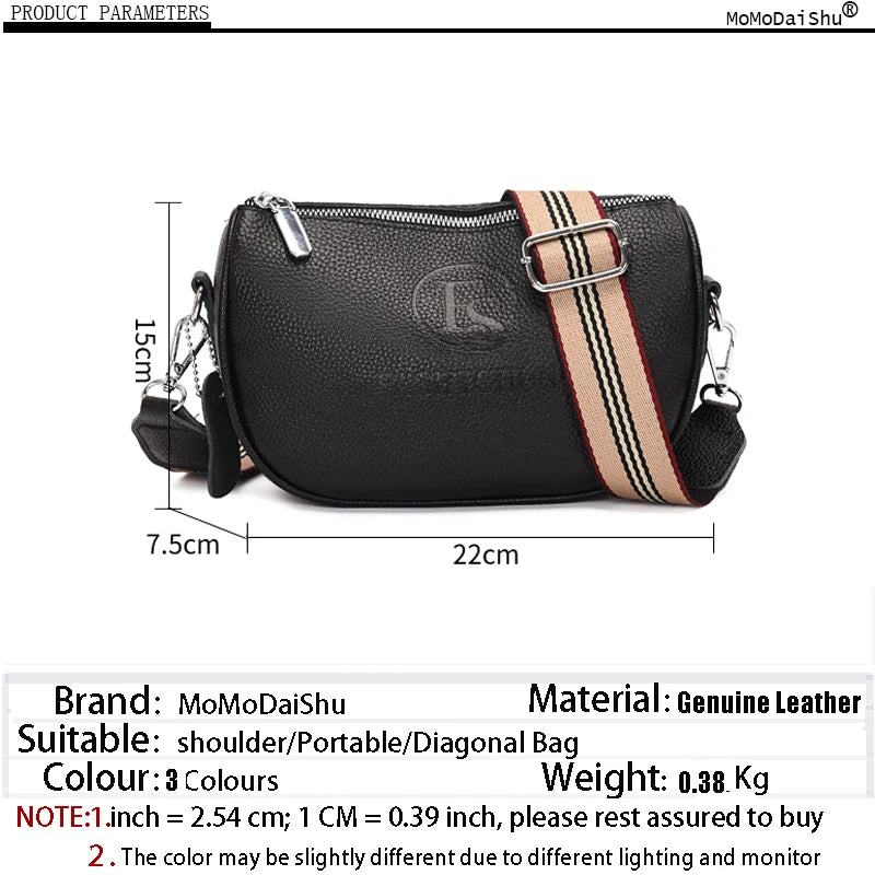 Women's Cowhide Leather Crossbody Saddle Bag