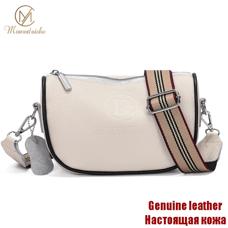 Women's Cowhide Leather Crossbody Saddle Bag