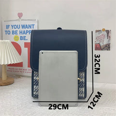 Women's Backpack Cotton and Pu Leather Backpacks for School Teenagers Girls