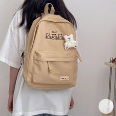 Canvas Women Backpack Shoulder Bag School Bag for Teenager Girls