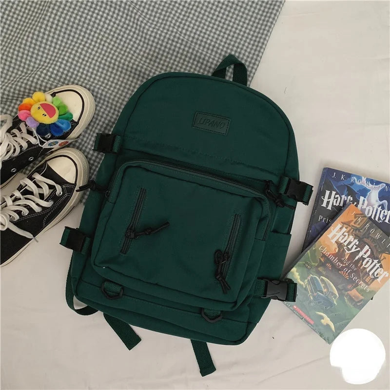 Canvas Women Travel Backpack Shoulder Bag School Bag for Teenager Girls