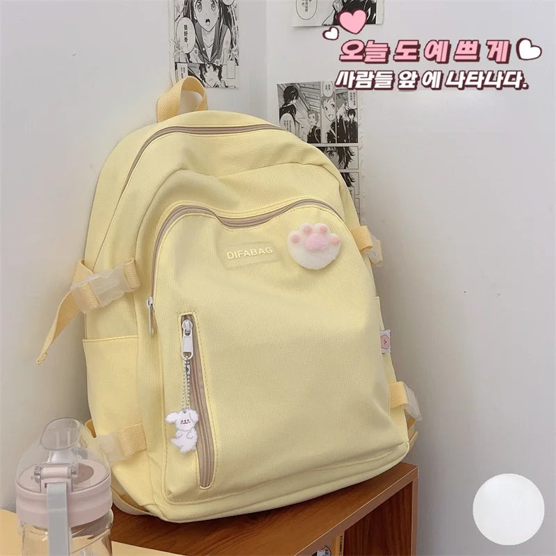 Canvas Classic Backpack Women Candy Colors Shoulder Bag Girls School Bag