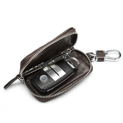 Cow Leather Car Key Wallet Zipper Key Case Male Female Housekeeper Holders