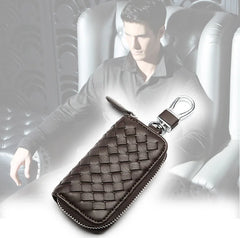 Cow Leather Car Key Wallet Zipper Key Case Male Female Housekeeper Holders