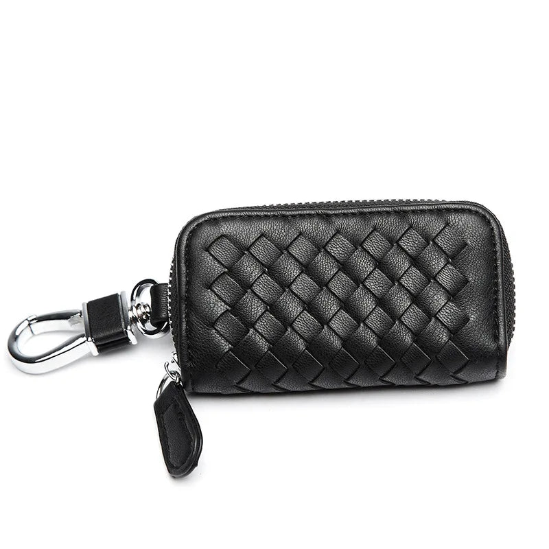 Cow Leather Car Key Wallet Zipper Key Case Male Female Housekeeper Holders