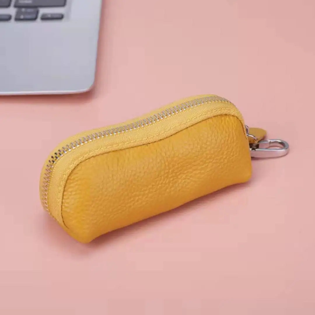 Genuine Cow Leather Key Wallet Holder Zipper Case