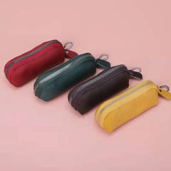 Genuine Cow Leather Key Wallet Holder Zipper Case