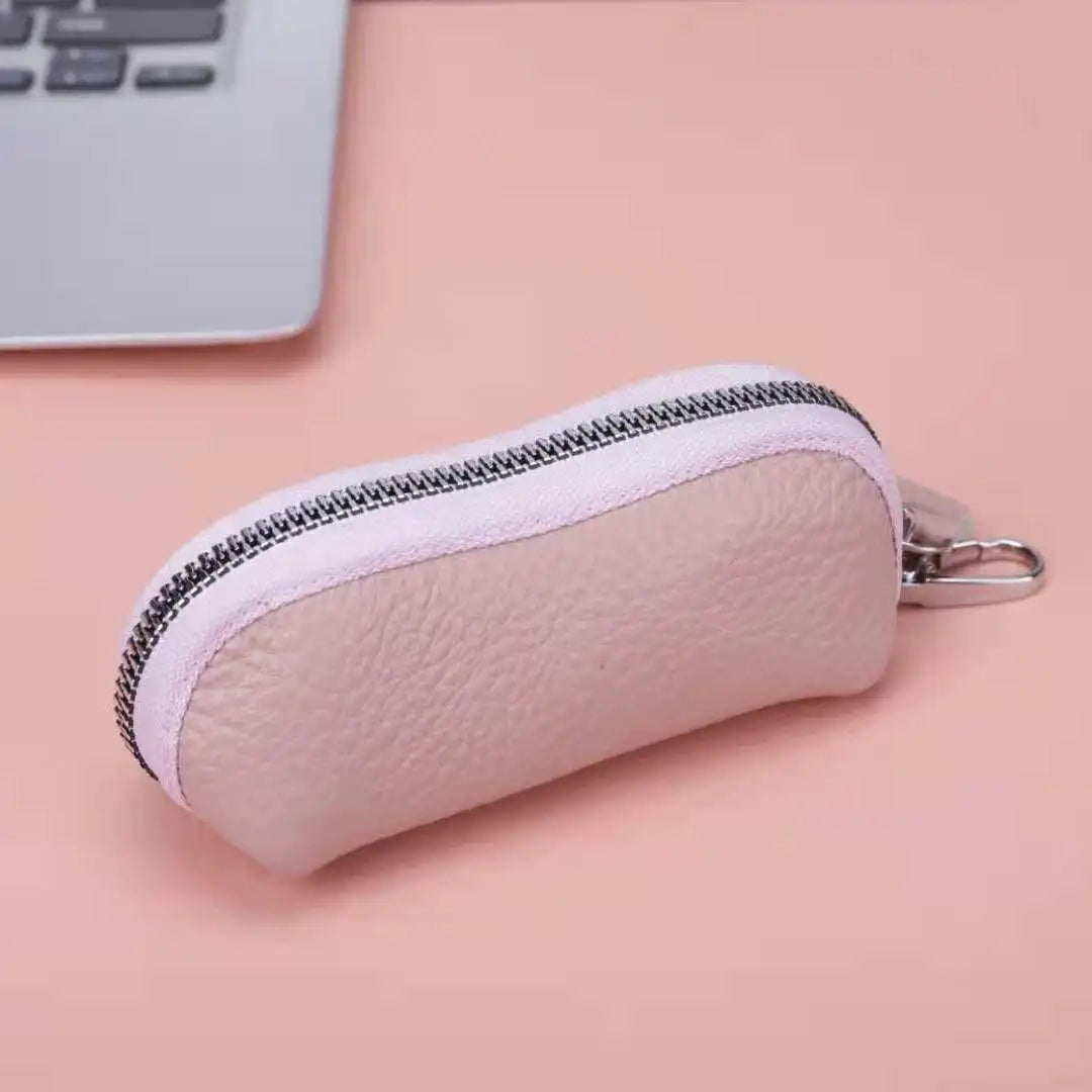 Genuine Cow Leather Key Wallet Holder Zipper Case