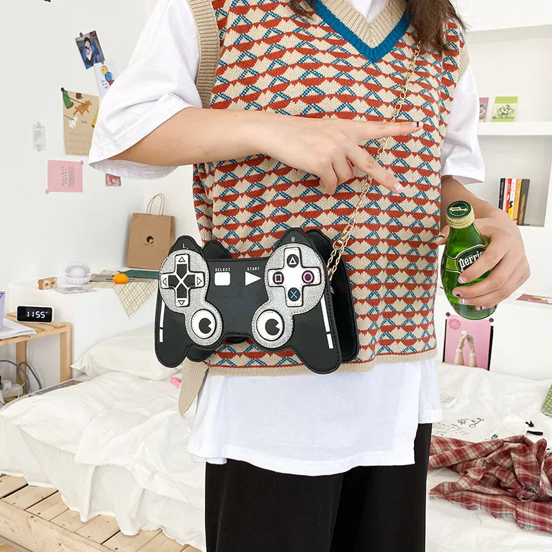 Funny Sequin Game Console Chain Bag 3D Handle Shape Female Bag