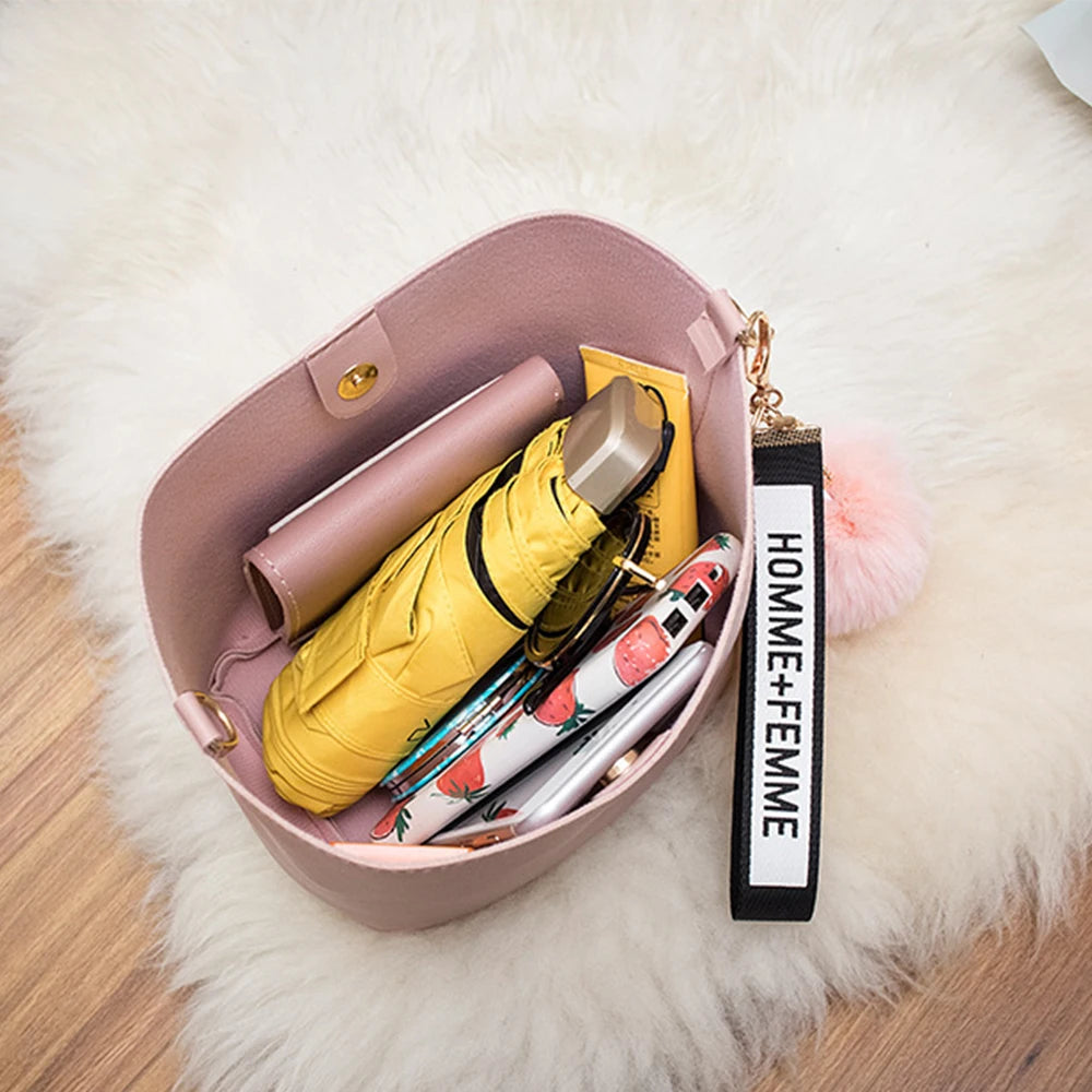 Vintage Shoulder Bag Women Bucket Bag Retro Crossbody Tote