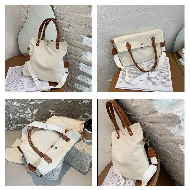Canvas Shoulder Bag Tote - Large Capacity