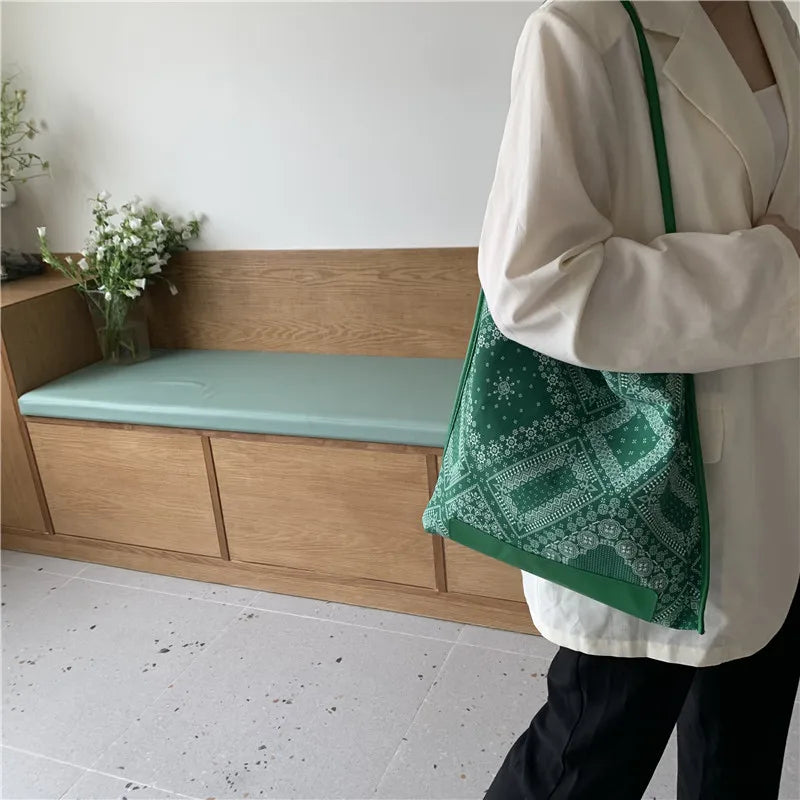 Paisley Shoulder Bag Boho Beach Handbag Summer Daily Bolsa