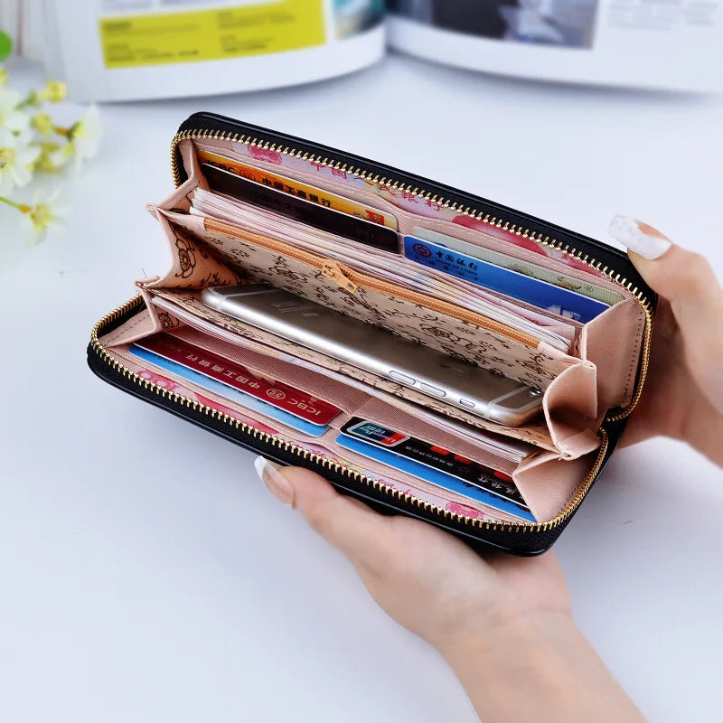 Women's Zipper Purse Large Capacity PU Leather Wallet