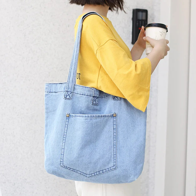 Large Capacity Denim Single Shoulder Handbag Women Bag