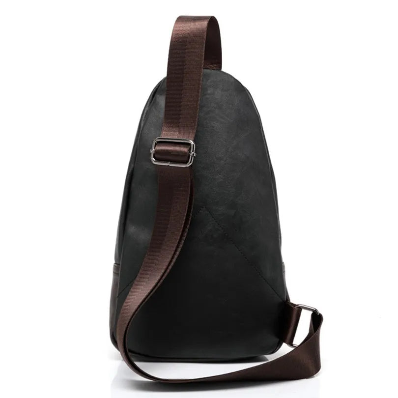 Men Travel Chest Bag Casual Crossbody Handbag PU Leather