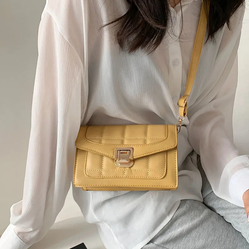 Women's PU Leather Shoulder Bag Small Square Daily Messenger Bag