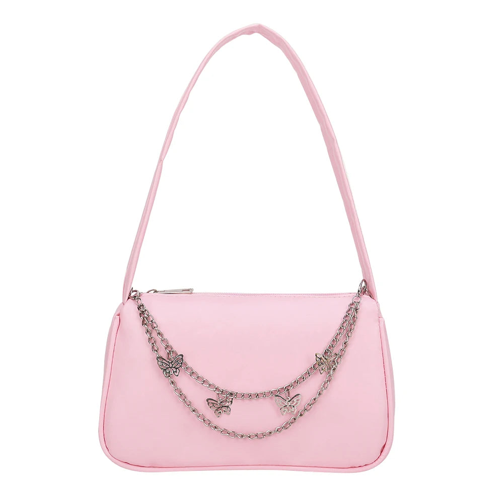Women Butterfly Chain Underarm Shoulder Bags Casual Small Handbags