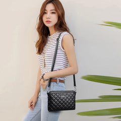 Plaid Shoulder Bag Soft PU Leather Handbag Ladies Joker Leisure Female