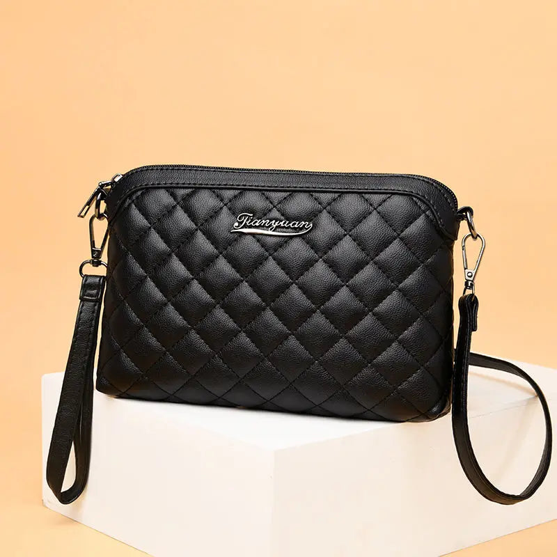 Plaid Shoulder Bag Soft PU Leather Handbag Ladies Joker Leisure Female