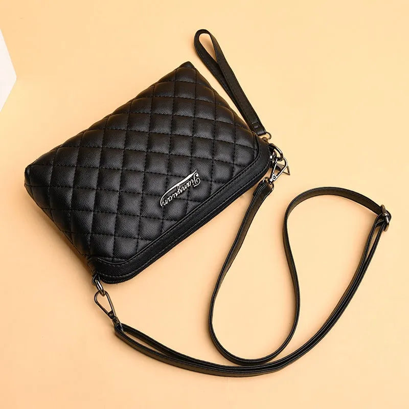 Plaid Shoulder Bag Soft PU Leather Handbag Ladies Joker Leisure Female
