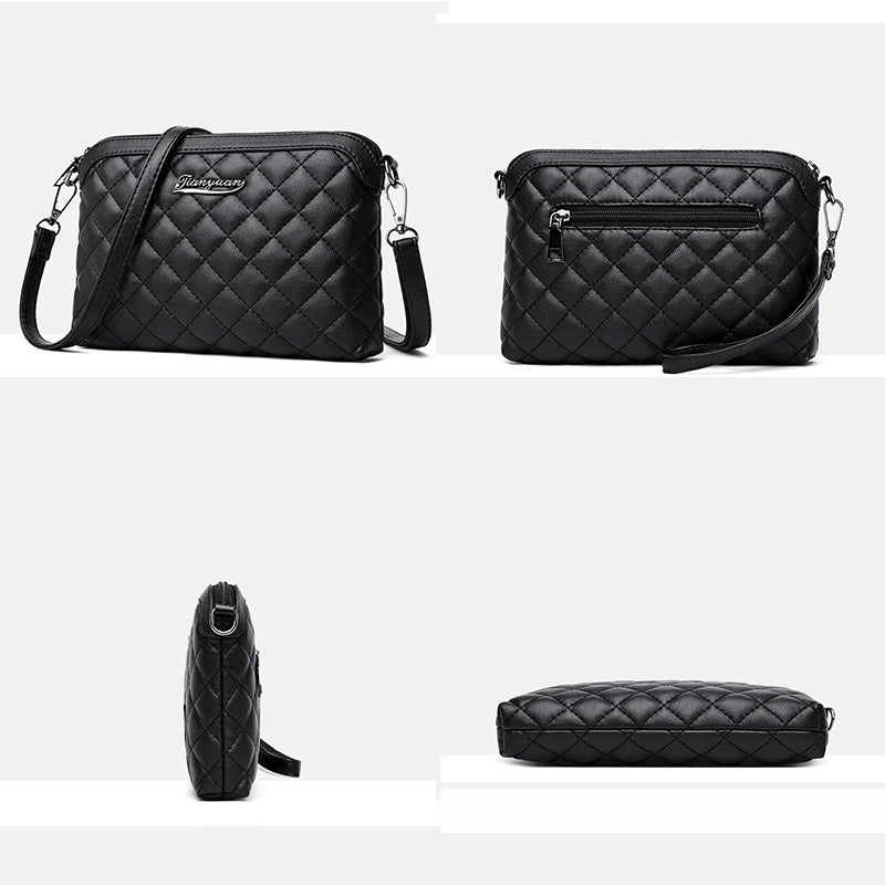 Plaid Shoulder Bag Soft PU Leather Handbag Ladies Joker Leisure Female