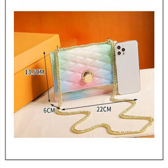 Women Shoulder Bag Ladies Jelly Chain Bag Women's Rainbow PVC Bag