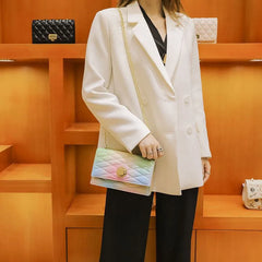 Women Shoulder Bag Ladies Jelly Chain Bag Women's Rainbow PVC Bag