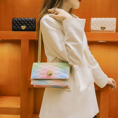 Women Shoulder Bag Ladies Jelly Chain Bag Women's Rainbow PVC Bag