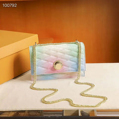 Women Shoulder Bag Ladies Jelly Chain Bag Women's Rainbow PVC Bag