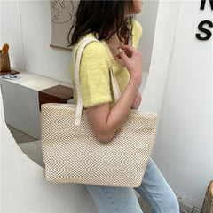 Women Summer Straw Large Bag Beach Casual Shoulder Bag
