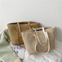 Women Summer Straw Large Bag Beach Casual Shoulder Bag