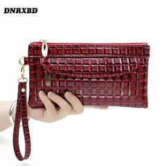Leather Zipper Long Purse Clutch Bag Phone Bag