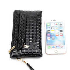 Leather Zipper Long Purse Clutch Bag Phone Bag