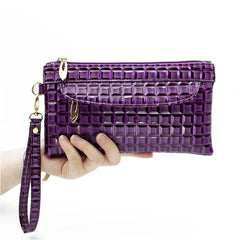 Leather Zipper Long Purse Clutch Bag Phone Bag