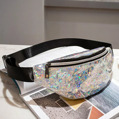 Women Candy Fanny Pack Geometric Waist Packs Laser Phone Pouch Mini Bags