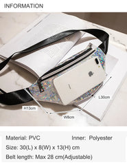 Women Geometric Waist Packs Laser Chest Phone Pouch Mini Bags