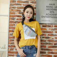 Women Candy Fanny Pack Geometric Waist Packs Laser Phone Pouch Mini Bags