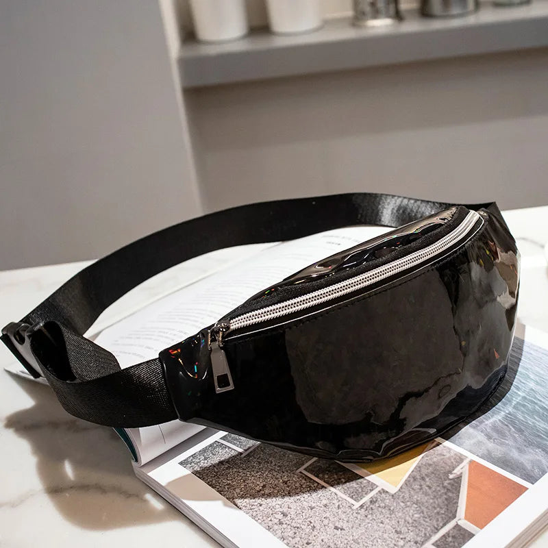 Women Geometric Waist Packs Laser Chest Phone Pouch Mini Bags
