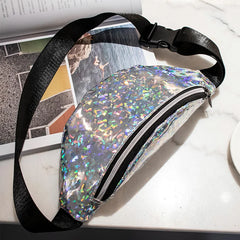 Women Geometric Waist Packs Laser Chest Phone Pouch Mini Bags