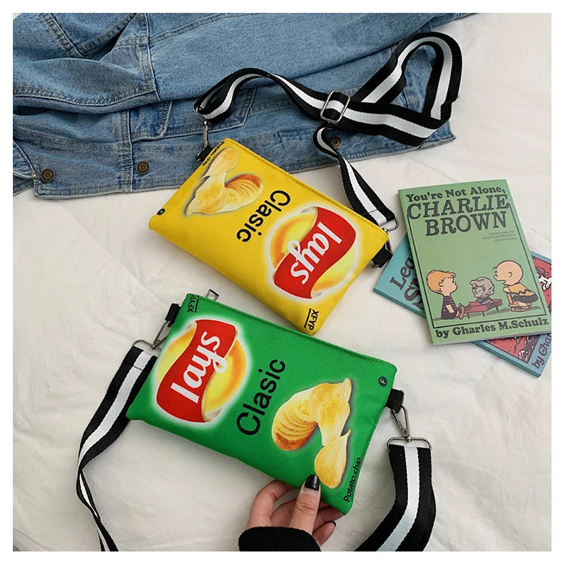 Funny Women Crossbody Bag Cartoon Printed Envelope Bags Potato Chips Purse