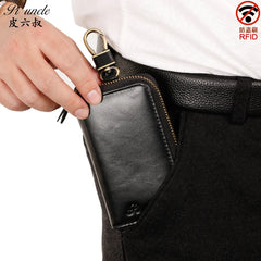 Leather Keychain Men Women Key Organizer Pouch Cow Skin Car Key Bag
