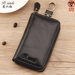 Leather Keychain Men Women Key Organizer Pouch Cow Skin Car Key Bag