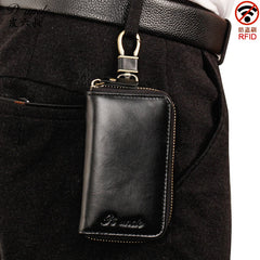 Leather Keychain Men Women Key Organizer Pouch Cow Skin Car Key Bag